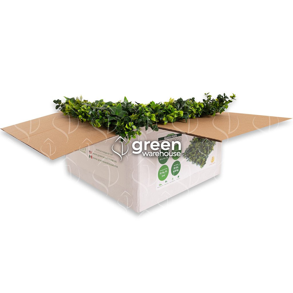 The Mixed Fern Artificial Foliage Panel is made up of three different ferns with textured leaves, varying in size and shades of green; it provides a natural look and makes it a unique and unrepeatable Foliage. It is ideal to highlight a green wall without the need to combine it with other foliage. We ship all over the USA.