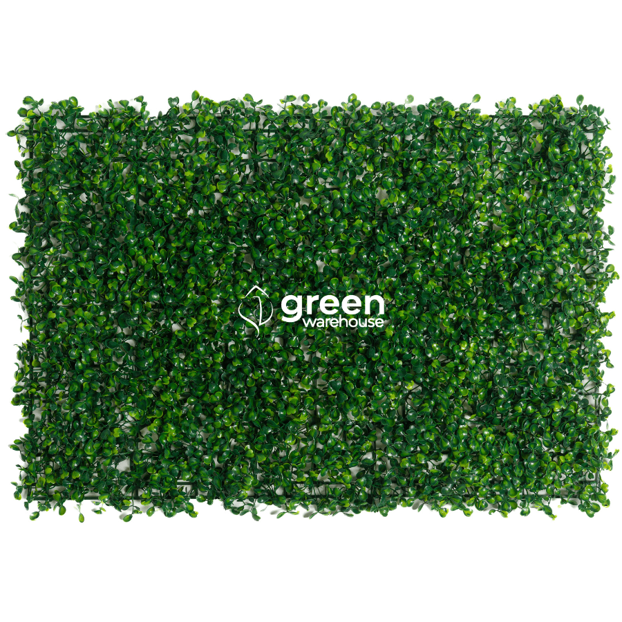 Indoor Boxwood Artificial Hedge Panel 24x16 with dense UV-protected foliage, ideal greenery wall accents for offices, decorative indoor backdrops, and stylish home décor