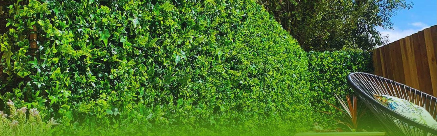 UV-protected artificial green wall panel installed outdoors, showing vibrant greenery and long-lasting texture after years of use