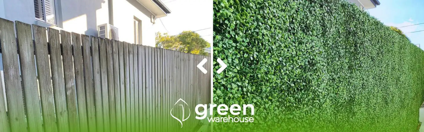 Worn wood fence? Discover how to instantly transform it with artificial greenery