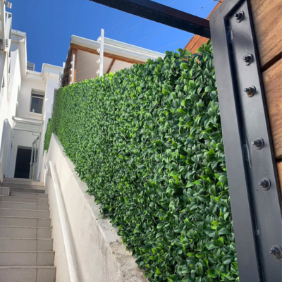 Gardenia Leaf Artificial Hedge Panel 40"x40" by Green Warehouse, outdoor artificial green wall for bardas, fences, and vertical surfaces.