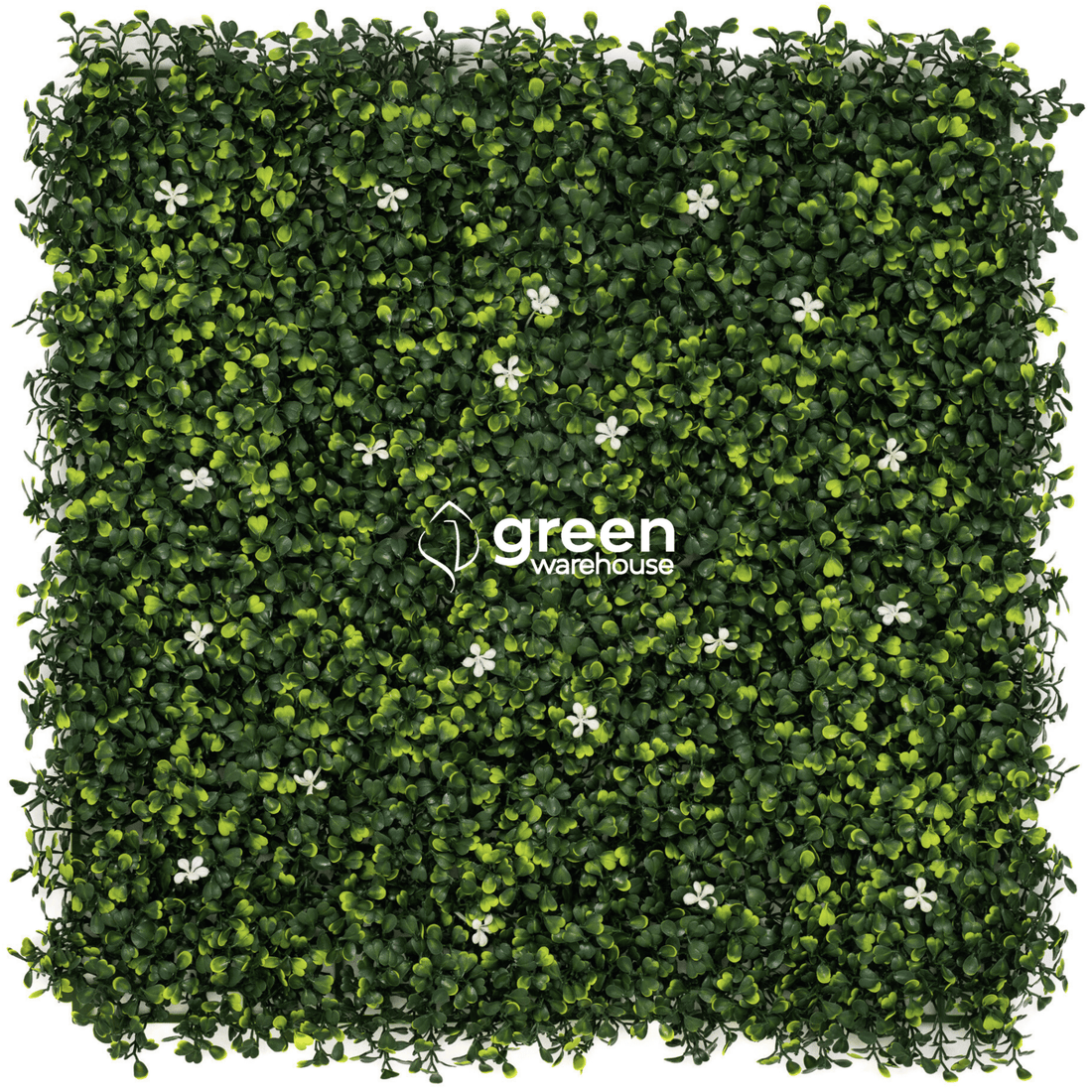Jasmine Artificial Hedge Panel 40x40 with UV-protected foliage and white flowers for vertical gardens and outdoor privacy