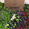 Artificial foliage sample kit with boxwood, jasmine, fern, and mixed greenery panels – UV-protected hedge panel samples by Green Warehouse